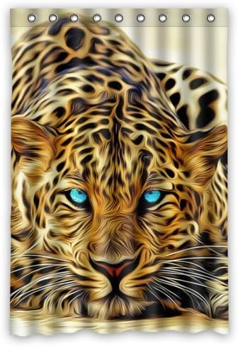 Personalized Funny Leopard Cheetah Art Shower Curtain, Shower Rings Included 100% Polyester Waterproof 48" x 72"