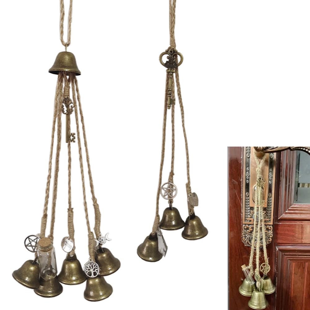 2 pieces witch bells garden wind chimes Witch Wind Chimes Door Hanger Wind Bell Ancient Handmade Wind Chimes Good Luck Wind Bells Outdoor Metal Wind Chimes Clear Sound Wind Chimes