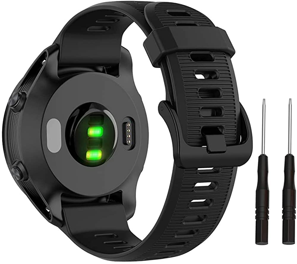 Fleshy Leaf Band for Garmin Forerunner 935/Forerunner 945/Forerunner 745,Compatible with Fenix 5/ Fenix 5plus/ Fenix 6/ Fenix 6 Pro/Approach S60,Soft Silicone 22mm Replacement Bands Strap (Black) — image 1