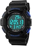 Fanmis Outdoor Sports Watch Digital Multifunction Alarm Pedometer Waterproof Watch Blue