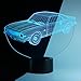 Muscle Car 3D Illusion Birthday Present Beside Table Lamp, Urwise 7 Color Changing Touch Switch Decoration Night Lamp with Acrylic Flat, ABS Base, USB Cable, Car Theme Toy, Amazing Creative Art