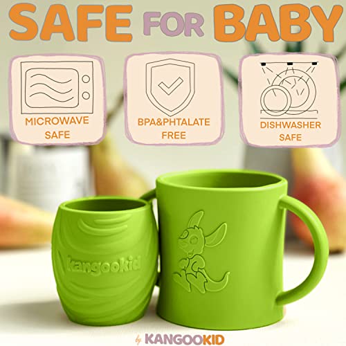 Kangookid Open Cup Set for Baby 2 Handled Open Tiny Cups for Toddlers