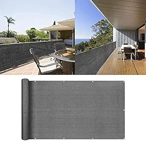 uuffoo Balcony Privacy Screen Cover Windscreen Fence Screen Includes Rope & Black Cable Ties for Balcony Apartment Backyard Patio Porch Garden Grey 3'x16.4'