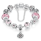 Presentski Fashion Charm Bracelet for Teen Girls and Women with Safe Chain Flower Themed Charms