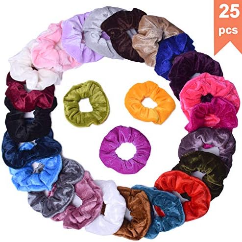 Velvet Scrunchies Ponytail Holder Hair Bands Scrunchy Hair Ties Ropes Scrunchies for Women or Girls Hair Accessories - 25 Assorted Colors Hair Scrunchies