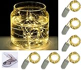 Pack of 6pcs 20LED Micro Starry Lights on Extra Thin Silver Wire, 2 x CR2032 Batteries Required and Included, 3.5 Ft (1m) Perfect for DIY Wedding Centerpiece or Table Decoration (Warm White)