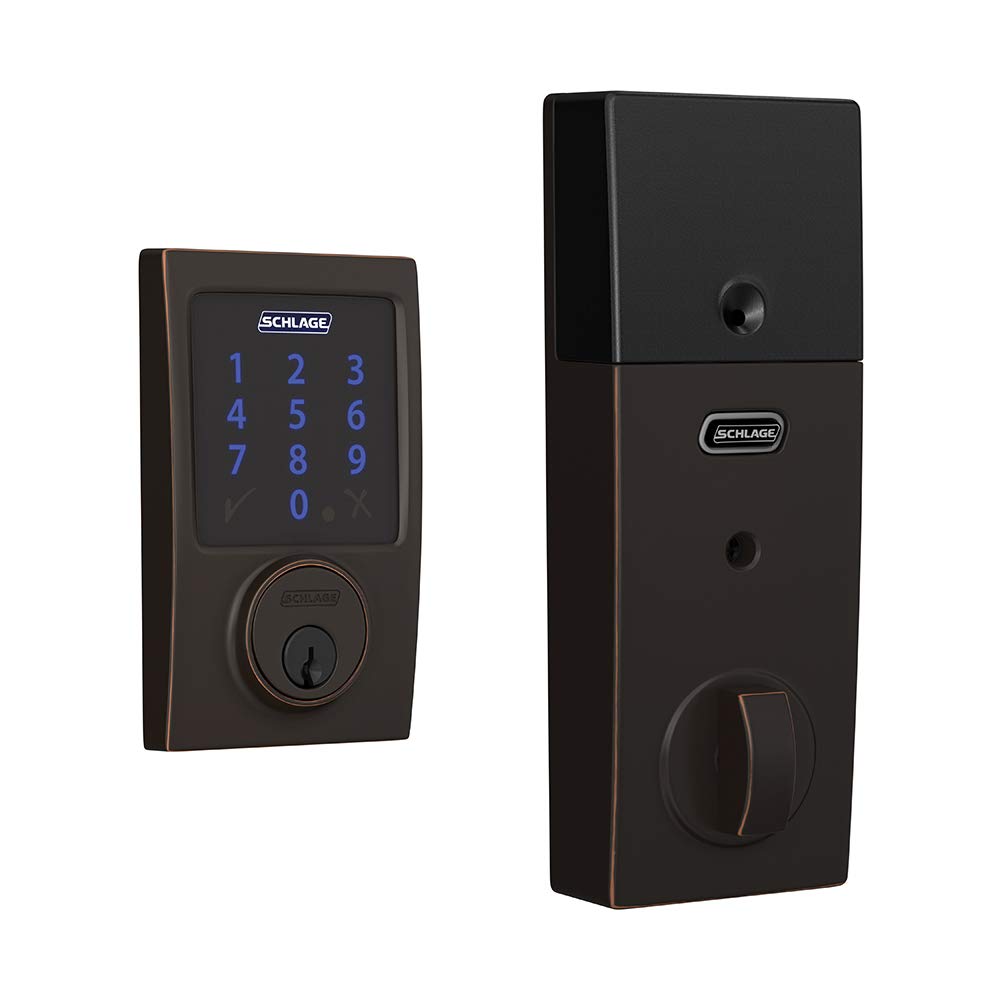 Photo 1 of SCHLAGE BE469ZP CEN 716 SCHLAGE Connect Smart Deadbolt With Alarm Inbuilt Century Trim In Aged Bronze