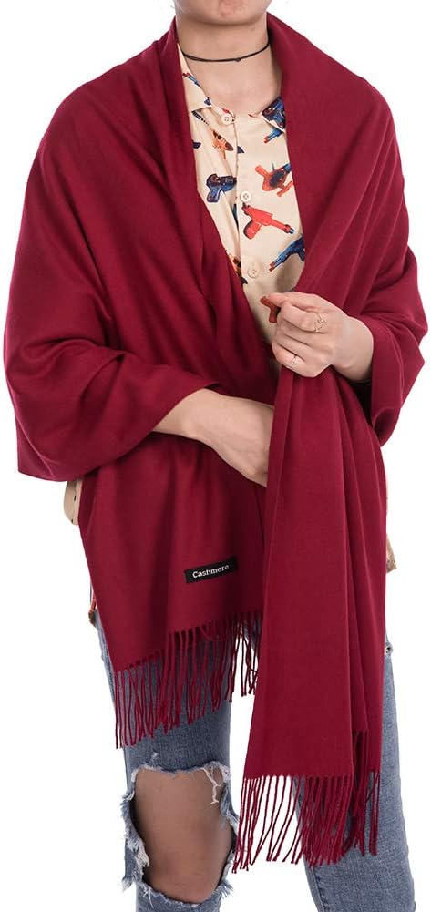 Womens Soft Scarf Blanket Large Pashmina Cashmere Shawls Wrap Stole with Tassel