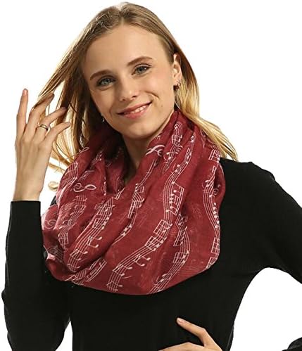 Ovetour Women's Fashion Music Note Print Infinity Scarf Shawl