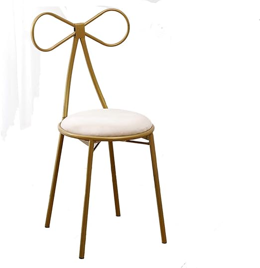 Amazon Com Jhslxd Gold Dressing Table Makeup Stool Creative Bow Tie Metal Dining Chair Small Lounge Chair Armchair Girl Bedroom Reading Chair Furniture White Home Kitchen