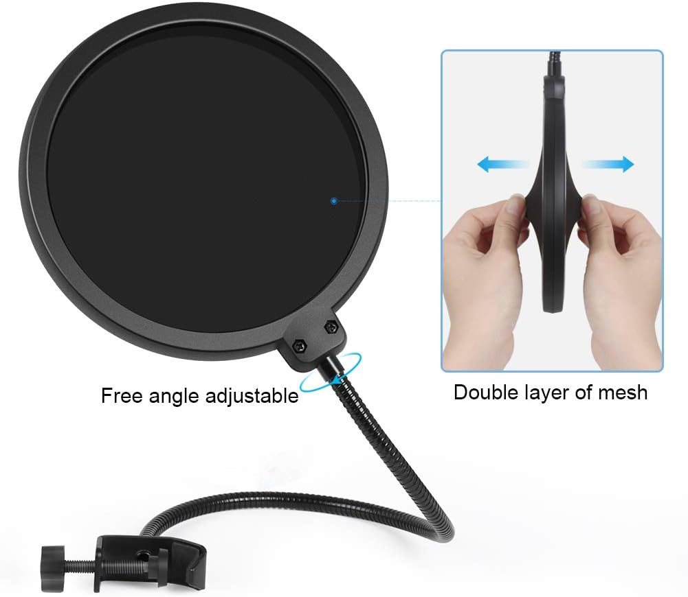 InnoGear Adjustable Mic Stand for Blue Snowball and Blue Snowball iCE Suspension Boom Scissor Arm Stand with Microphone Windscreen and Dual Layered Mic Pop Filter, Max Load 1.5 KG: Musical Instruments