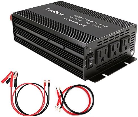 1000W Power Inverter Modified Sine Wave with 3 AC Outlets Converter 12V DC to 110V AC Inverter for Car Home RV Solar (1000w Cont/2000w Peak)