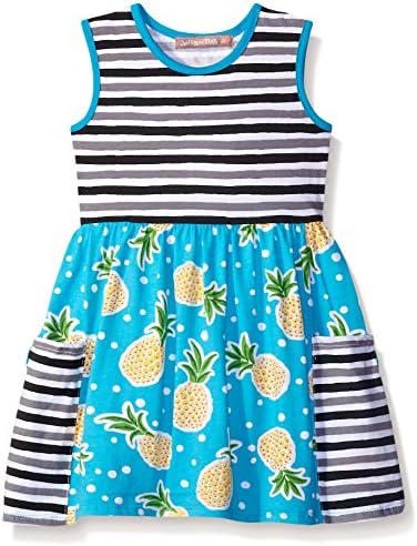 Jelly The Pug Big Girls' Pocket Pineapple Parfait Knit Dress, Multi, 14