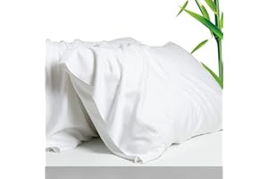 STWIENER 100% Viscose Made from Bamboo Breathable Pillowcases Queen Size Set of 2-Pack for Hot Sleepers and Night Sweats- Softness and Cooling Pillow Cases-Envelope Closure （White -20 x 30 inches）