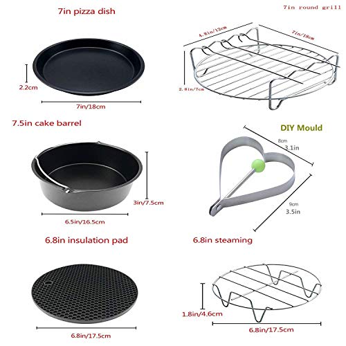 ACECAR 7inch 15Pcs Air Fryer Accessories with Recipe Cookbook for Growise Phillips Cozyna Fits All 3.5QT - 5.8QT Air Fryer, 7in Deep Fryer Accessories 13 Set - Thumbnail 5