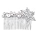 EVER FAITH Crystal Simulated Pearl Winter Snowflake Hair Side Comb Clear Silver-Tone