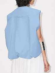 Tankaneo Womens Casual Zip Up Vest Cargo Oversized