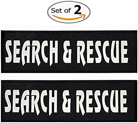 Yunneihe Set of 2 Dog Reflective and Removable/Interchangeable Velcro Patches – Perfect for Harness &amp; Vest - SEARCH RESCUE