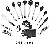 Utensils Set - 24-Piece Complete Silicone Cooking Kitchen Tools Set, Cookware Set, Kitchen Gadgets - Utensilios de Cocinas