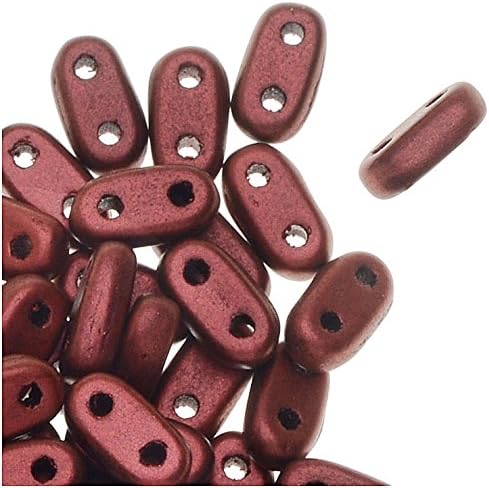 CzechMates Glass, 2-Hole Bar Beads 6x2mm, 10 Grams, Matte Metallic Lava