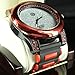 Techno Pave Silicon Band Icy Black Gold Finish Red Dial Lab Diamond Mens Watch
