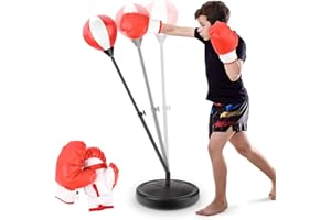 YEEBAY Punching Bag for Kids Age 4, 5, 6, 7, 8 Years Old Boys, Incl Boxing Gloves & Stand, Height Adjustable Kids Boxing Bag Set Toy, Ideal Christmas & Birthday Gift