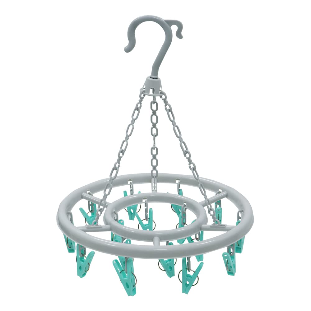 JVL Round Sock Dryer Complete with 16-Piece Clothes Pegs, Aqua, Grey, White, One Size, 19-292
