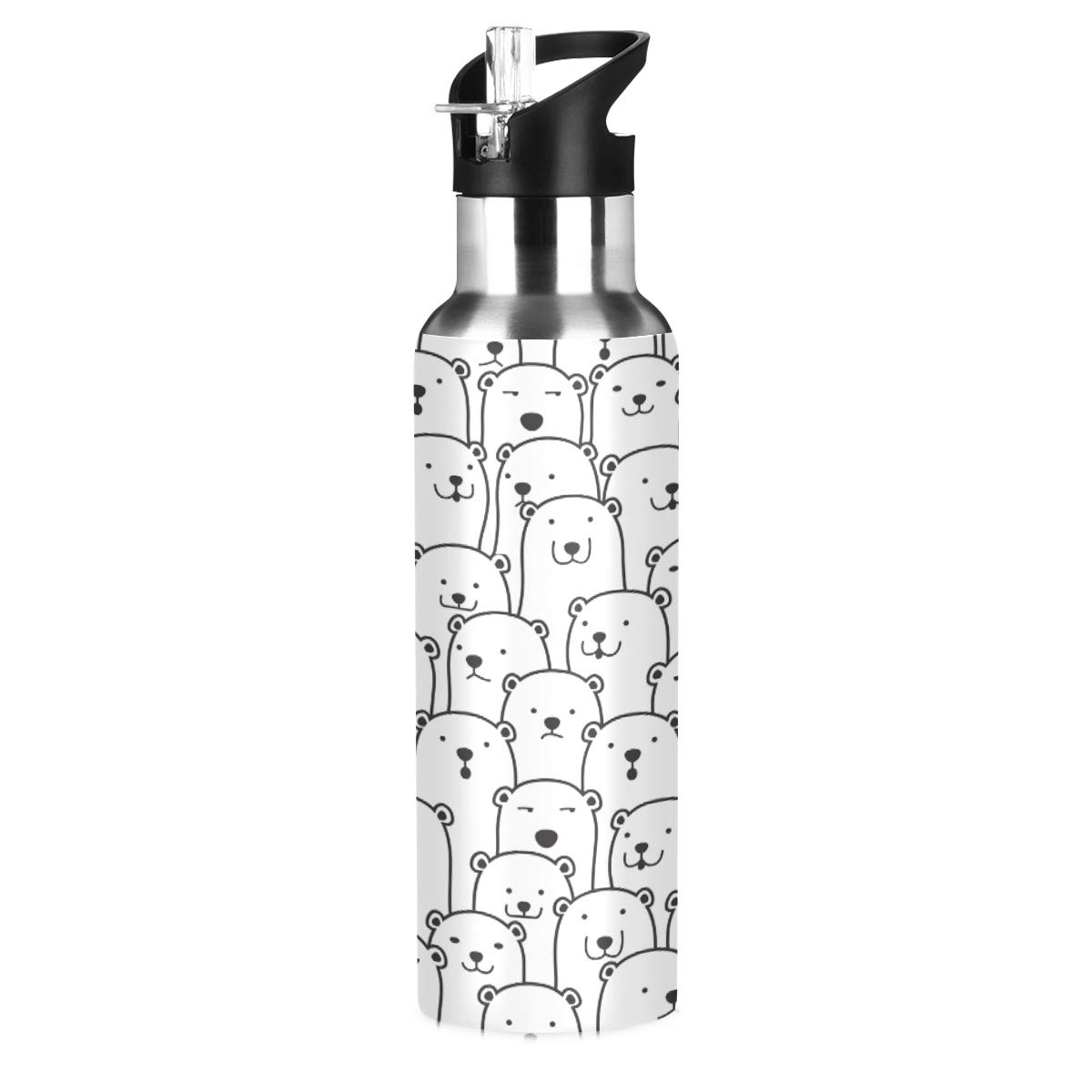 Polar Bear Water Bottle Stainless Steel Vacuum Insulated Water Bottle Standard Mouth Bottle with Wide Handle — image 1