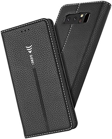 Galaxy Note 8 Case, Amabin Premium Leather Card Slot Hidden Magnetic Book Stand Slim Flip Folio Wallet Protective Case Cover for Samsung Galaxy Note 8 (Black)