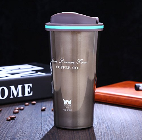 17oz Travel Mug, Stainless Steel Travel Coffee Thermoses Creative Car Vacuum Coffee Tumblers Cup Water Bottle Flask for Outdoors Hot & Cold Drinks