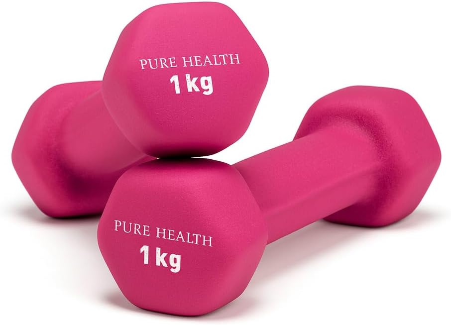 Pure Health Neoprene Dumbbell Pair 1kg Pink 2kg 3kg 4kg 5kg 8kg 10kg