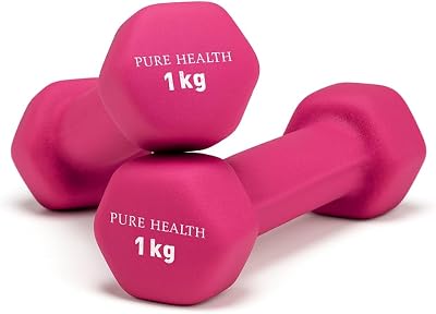 Pure Health Neoprene Dumbbell Pair 1kg Pink 2kg 3kg 4kg 5kg 8kg 10kg