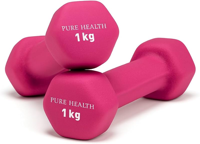 Pure Health Neoprene Dumbbell Pair 1kg Pink 2kg 3kg 4kg 5kg 8kg 10kg