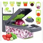 AHA Lifestyles16-in-1 Vegetable Chopper Slicer, Veggie Chopper, Food Chopper, Vegetable Cutter &amp; Spiralizer - Kitchen Gadget Makes Slicing and Prepping Quick and Easy Meal Prep Tool
