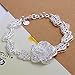 Diamondo Elegant Flower Leaf Design Sterling Silver Dangle Bracelet with Charms Women