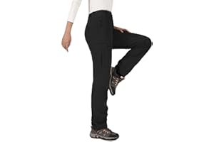 Cycorld Women's-Ski-Snow-Pants, Fleece Lined Water Resistant Windproof Pants Winter Hiking Softshell Pants for Women