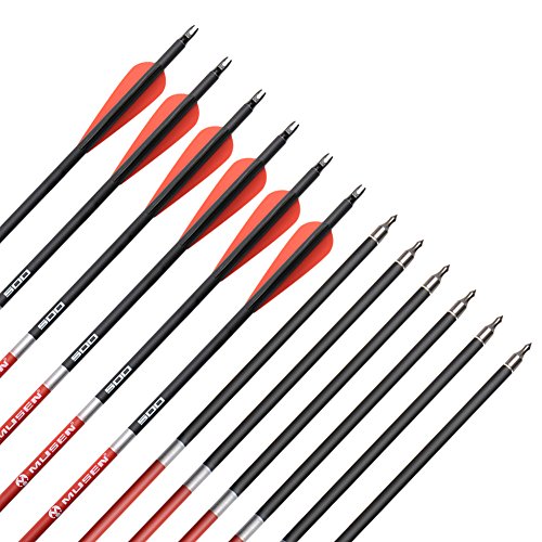 Musen Carbon Arrows 30-Inch Fletching 2.5'' Target Practice Archery Arrows for Recurve or Compound Bow(12 Pack) (Red) - Thumbnail 7