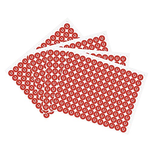 Round Letter Stickers, 20mm Dia Letter U Self Adhesive PVC Label Waterproof 500…