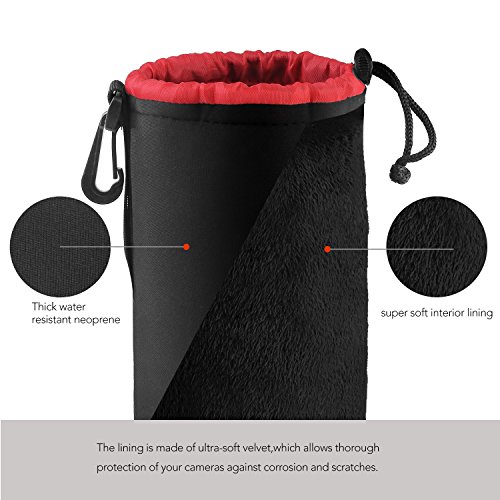 Camera Case Protective Neoprene Carrying Bag for Action Cameras and DSLR Camera Lens - Thumbnail 4