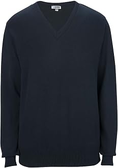 Neck Cuff Cotton Sweater, Navy 