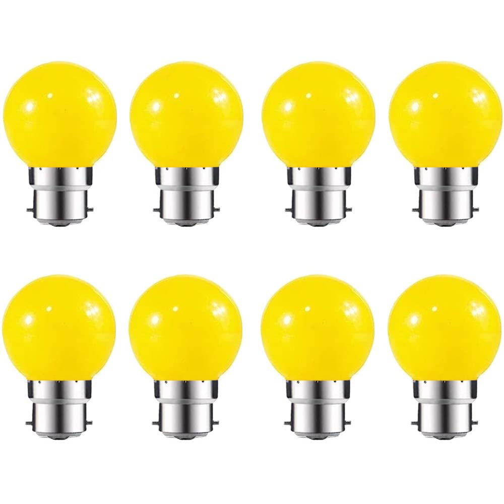 ZFQ 8 Pack B22 Bayonet Colored LED Light Bulbs 2W G45 Golf Ball Mini Globe Bulb Lighting Bulbs,Yellow for Outdoor Indoor String Patio Garden Party Christmas, Tree, Fairy Party Night Lights
