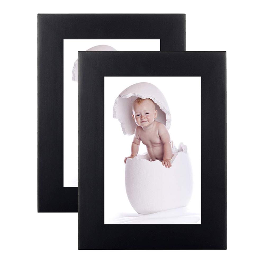 Photo 1 of PAZLOG 2 Pack 3.5X5 Black Picture Frames Made of Solid Wood and High Definition for Wall Decor or Table Stand Top Black Picture Frame Display 3.5 by 5 Frame Vertically or Horizontally as 5x3.5