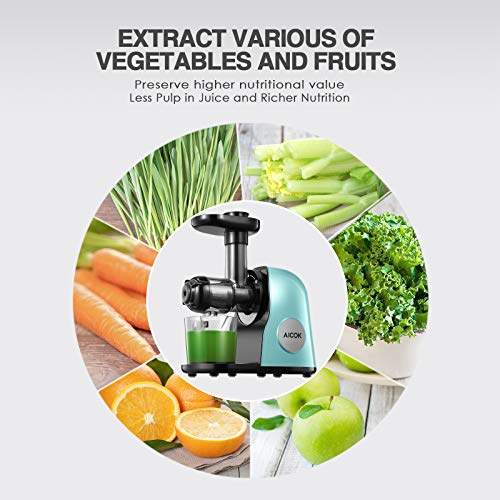 Juicer Machines, Aicok Slow Masticating Juicer Extractor Easy to Clean, Quiet Motor & Reverse