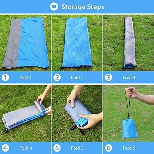 UPSTONE Sand Free Beach Blanket Mat - 82''×79'' 【Include 2 pcs Inflatable Pillow】Waterproof Travel Hiking Camping Picnic Mat Outdoor Large Beach Blanket Sand Proof with Drawstring Carrying Bag - Blue