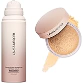 Laura Mercier Translucent Loose Talc-Free Setting Powder Ultra-Blur in Shade Translucent Honey and Hydrating Setting Spray Ultra-Blur Bundle, Hyaluronic Acid Infused, Shine Control
