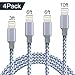 Lightning Cable,AOFU Charger Cables 4Pack 3FT 6FT 6FT 10FT to USB Syncing and Charging Cable Data Nylon Braided Cord Charger for iPhone 7/7 Plus/6/6 Plus/6s/6s Plus/5/5s/5c/SE and more (Gray&White)