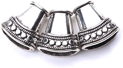 10 PCS Bead Caps End Cap Leather Cord Ends Jewelry making Tassels Necklace Pendant Connector Tibetan Antique Alloy Metal charms Spacer Vintage (Antique silver 14x7mm)