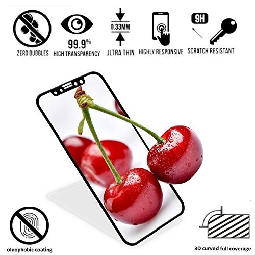 ZOCY iPhone X Screen Protector Tempered Glass 3D Full Coverage 9H HD Anti-Scratch Shockproof Protection For iPhone 10