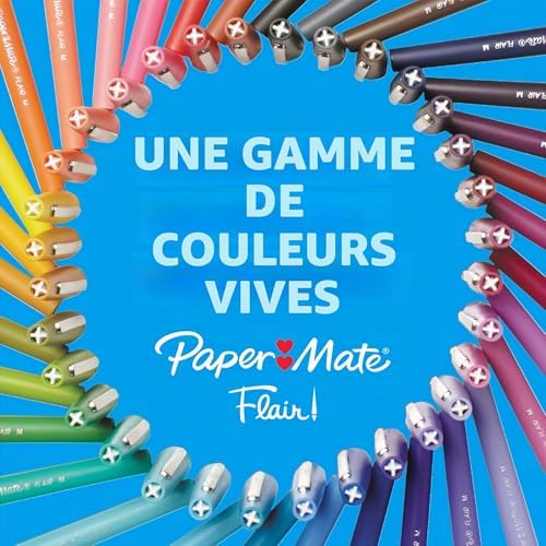 Flair Stylos feutres | Feutres de coloriage sans fuite à pointe moyenne (0,7 mm) | Encre bleue | Idéal pour écrirescrapbookingdessineretc. | Lot de 5
