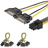 [2 Pack] J&amp;D 2X SATA Power 15 Pin to 6 Pin PCIe Express Graphics Video Card Power Cable Adapter (8 Inch)